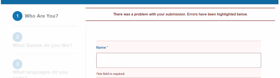 Contact form field validation