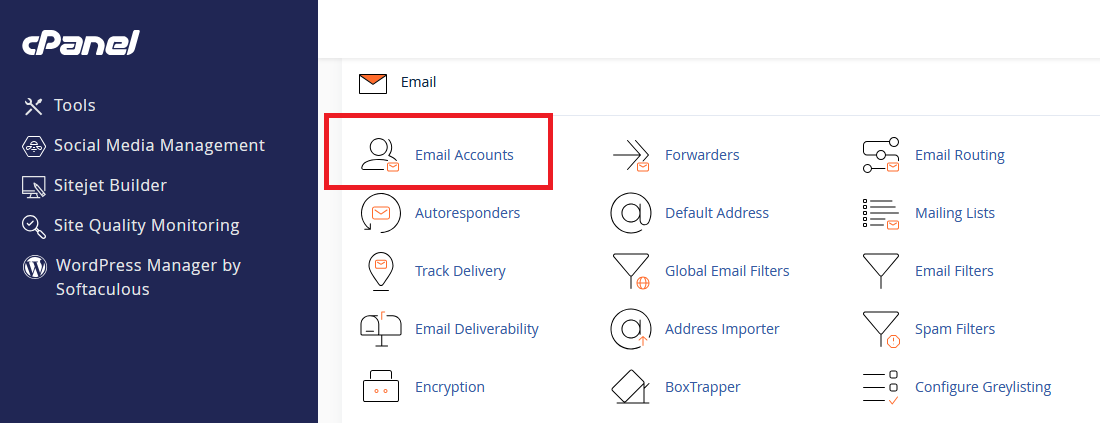 create an email account in cPanel