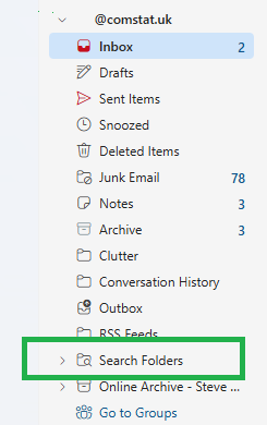 Outlook default saved search folder