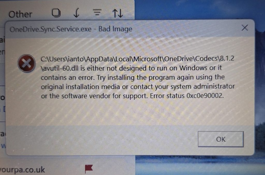 OneDrive dll error